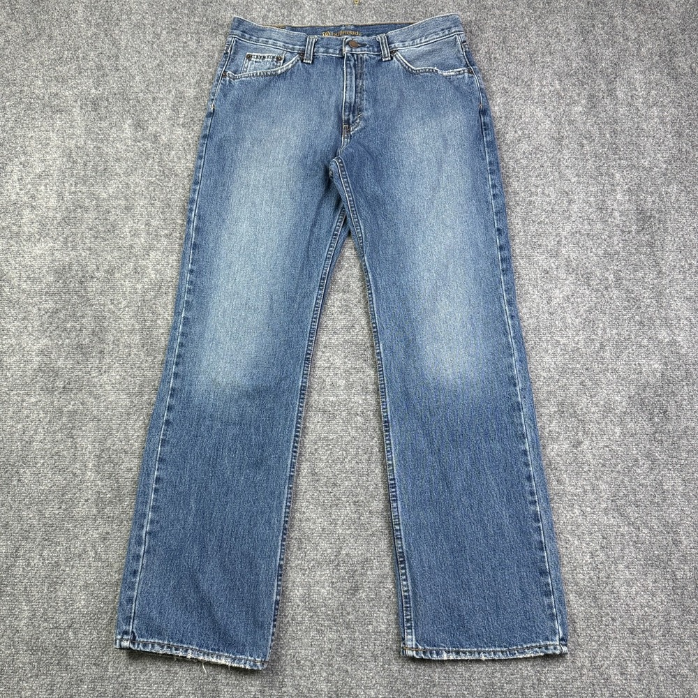 Vintage Bullhead Jeans Mens 32x32 Slim Straight Blue Denim Distressed 90s Y2K
